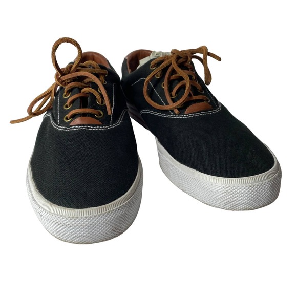 Polo Ralph Lauren Black Canvas Vaughn Pony Sneakers Shoes Size 13D 13 D - Picture 4 of 8